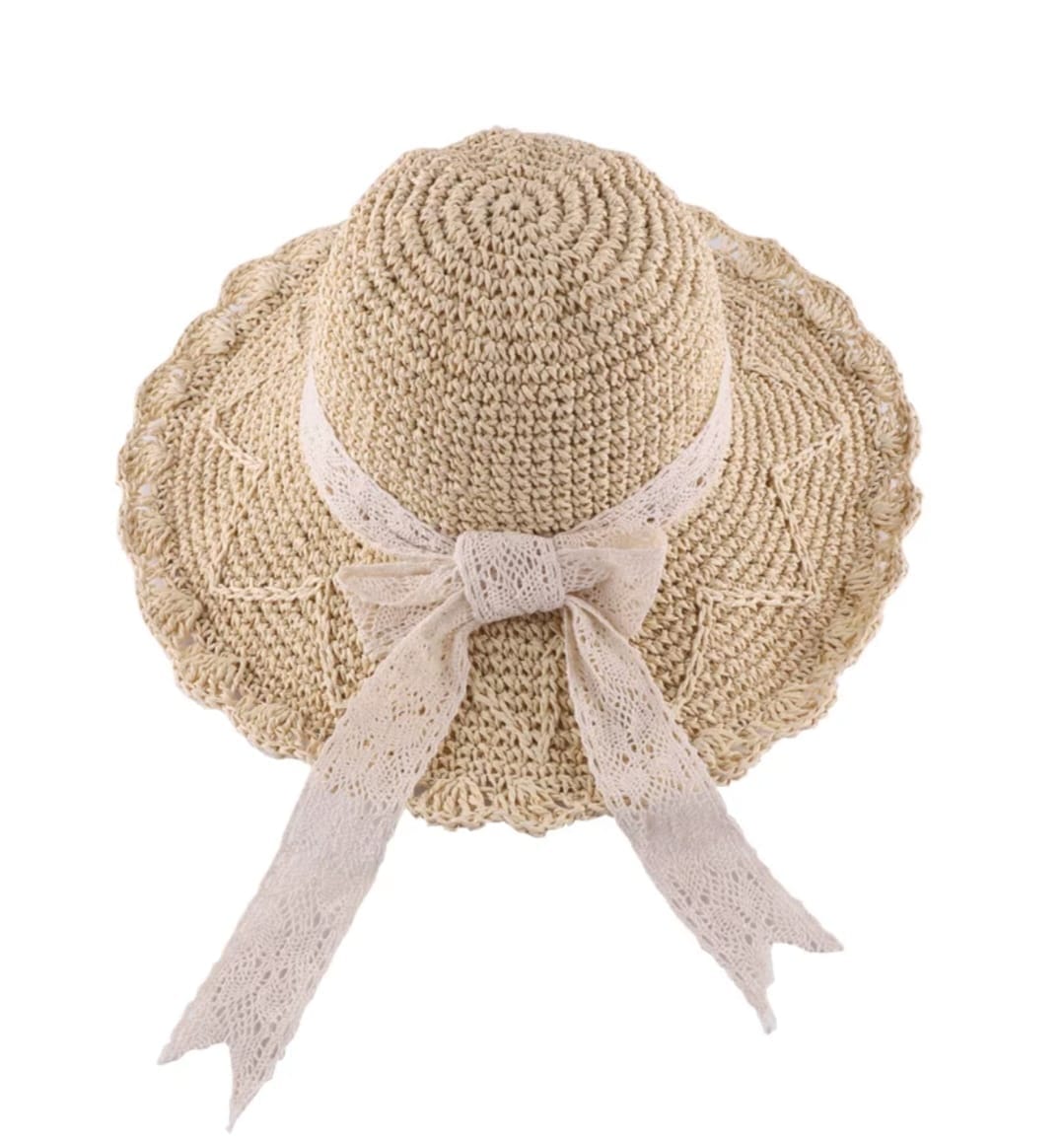 Crochet Lace Bow Hat